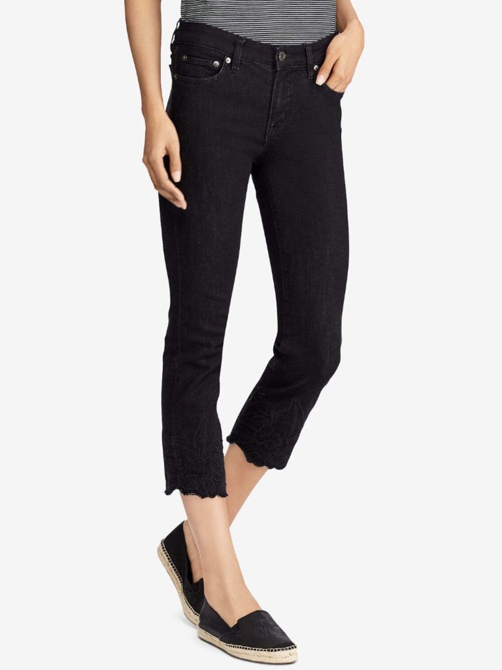 LAUREN RALPH LAUREN Womens Petite Embroidered Skinny Jeans